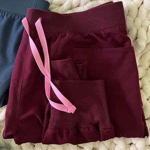 FIGS Nepal Scrub Pants in Maroon (size Large Tall) - like new